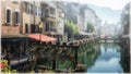 Beautiful canals of Annecy old town, France