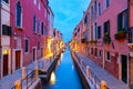 Beautiful canals and traditional Venetian buildings in Venice, Italy