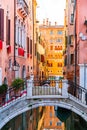 Beautiful canals and traditional Venetian buildings in Venice, Italy