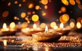 Beautiful candle light in Hhappy Diwali. Diya lamp lit. Deepavali Hindu Festival of lights celebration in India Royalty Free Stock Photo