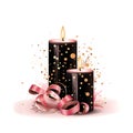 beautiful candle watercolor for celebration, new year clipart illustration