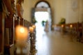 Beautiful candle wedding decoration in a church Royalty Free Stock Photo