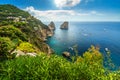 Beautiful Capri island,beach and Faraglioni cliffs,Italy,Europe Royalty Free Stock Photo