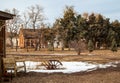 Beautiful caption of some snow on the village before Christmas