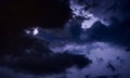 Beautiful capture of a lightning tearing apart the night sky Royalty Free Stock Photo