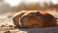 Beautiful capybaras resting outdoors on sunny day Royalty Free Stock Photo