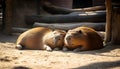 Beautiful capybaras resting outdoors on sunny day Royalty Free Stock Photo