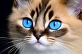 Beautiful caramel colored tabby kitten with stunning blue eyes