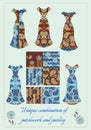 Beautiful card with collection of summer female dresses