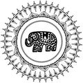 Beautiful card with Elephant Indian with ornaments. Round frame for your text. Hand drawn banner template with ethnic Elephant hea
