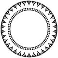 Beautiful card with native zigzag ornaments. Round frame mandala for your text. Hand drawn banner template with ethnic aztec borde