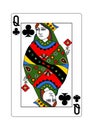 The beautiful card of the queen of Clubs in classic style Royalty Free Stock Photo