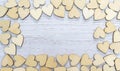 Beautiful Card With Romantic Valentine Wooden Hearts Shapes. Nature Concept. Wedding Card Decoration.