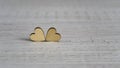 Beautiful Card With Romantic Valentine Wooden Hearts Shapes. Nature Concept. Wedding Card Decoration.