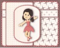 Beautiful card in scrapbooking style with graceful ballerina girl Royalty Free Stock Photo