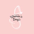 Beautiful card with smoke symbol of 8 on pink background. Happy women day design. March holiday poster.