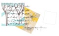 Beautiful card with trees, flower, musical notes and place for text.