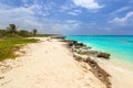 Beautiful Caribbean Sea beach in Playa del Carmen, Mexico Royalty Free Stock Photo