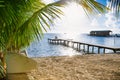 Beautiful caribbean sight with turquoise water in Caye Caulker,