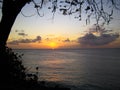 Beautiful caribbean sunset over the ocean in Tobago