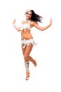 Beautiful carnival dancer jumping Royalty Free Stock Photo