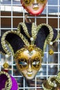 Spectacular Venice carnival masks on street stand display Italy Royalty Free Stock Photo