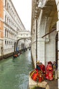 Beautiful Carnival masks in Venice near the Bridge of Sighs