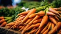 Beautiful carrots in the supermarket. Generative Ai