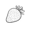 Beautiful cartoon black and white outline strawberry, symbol of summer. design for holiday greeting card and invitation of
