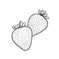 Beautiful cartoon black and white outline strawberry, symbol of summer. design for holiday greeting card and invitation of