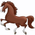 Beautiful cartoon brown horse galloping freely vector