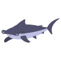 Beautiful cartoon illustration with colorful sea animals hummerhead shark on white background for print design. Kid