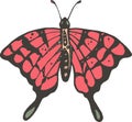 Beautiful cartoon illustration of cute pink butterfly in clear and white background.cdr