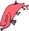 Beautiful cartoon illustration of cute pink torpedo fish in white and clear background.cdr