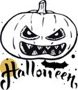 Beautiful cartoon illustration of funny pumpkin in hand drawn style, in clear and white background for halloween greeting card.cdr