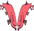 Beautiful cartoon illustration of two cute pink torpedo fish in white and clear background.cdr