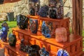 Beautiful carved art figures and masks from semi precious stones and obsidian