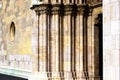 stone church door frame of entrance door at the Matthias church in Budapest. perspective view. Royalty Free Stock Photo