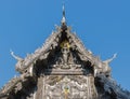 Beautiful carved patterns of silver metal in northern Thailand temples Royalty Free Stock Photo