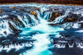 Beautiful cascade bruarfoss waterfall, Iceland