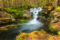 Beautiful cascade waterfall in the forest,Retezat National Park,Romania
