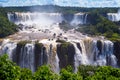 Beautiful Cascade of waterfalls with clouds and jungle. Iguassu