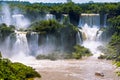 Beautiful cascade of waterfalls. Iguassu falls in Brazil with ri