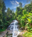 beautiful cascading waterfall over rocks long exposure in Chiangmai Chiang mai mountains northern thailand Royalty Free Stock Photo