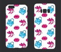 Beautiful cases for smartphones with female accessories. Stylish shoes, handbags and bright lips. Print for lining the phone. Read