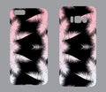 Beautiful cases for smartphones with ornaments of palm fronds. Print for lining the phone. Ready design. Vector illustration. Dood