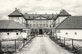 Beautiful castle in Holic, Slovakia, black and white Royalty Free Stock Photo