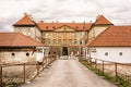 Beautiful castle in Holic, Slovakia, retro photo filter