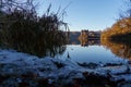 Beautiful castle of Val with a perfect reflexion on the water, France tourism Royalty Free Stock Photo