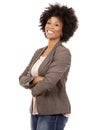 Black casual woman on white background Royalty Free Stock Photo